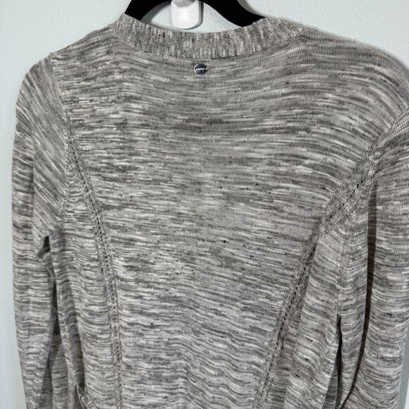 Guess Cardigan Duster Womens Large Gray Open Front Waterfall Draped Chiffon Belt - Picture 8 of 14